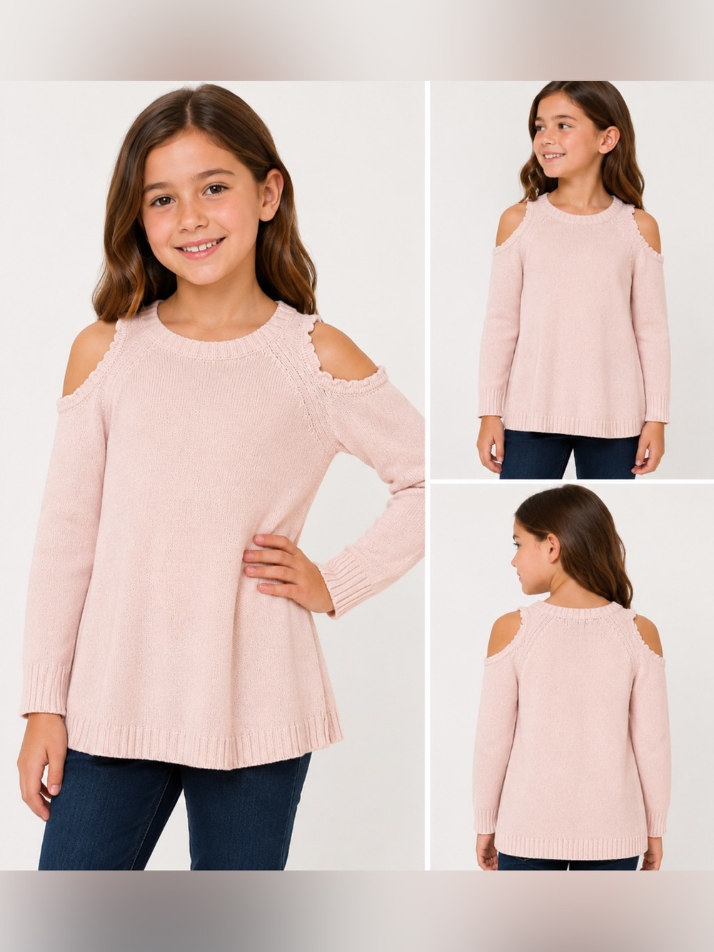 Isaac Mizrahi Girls Pink Cold Shoulder Sweater Size Small (7/8)